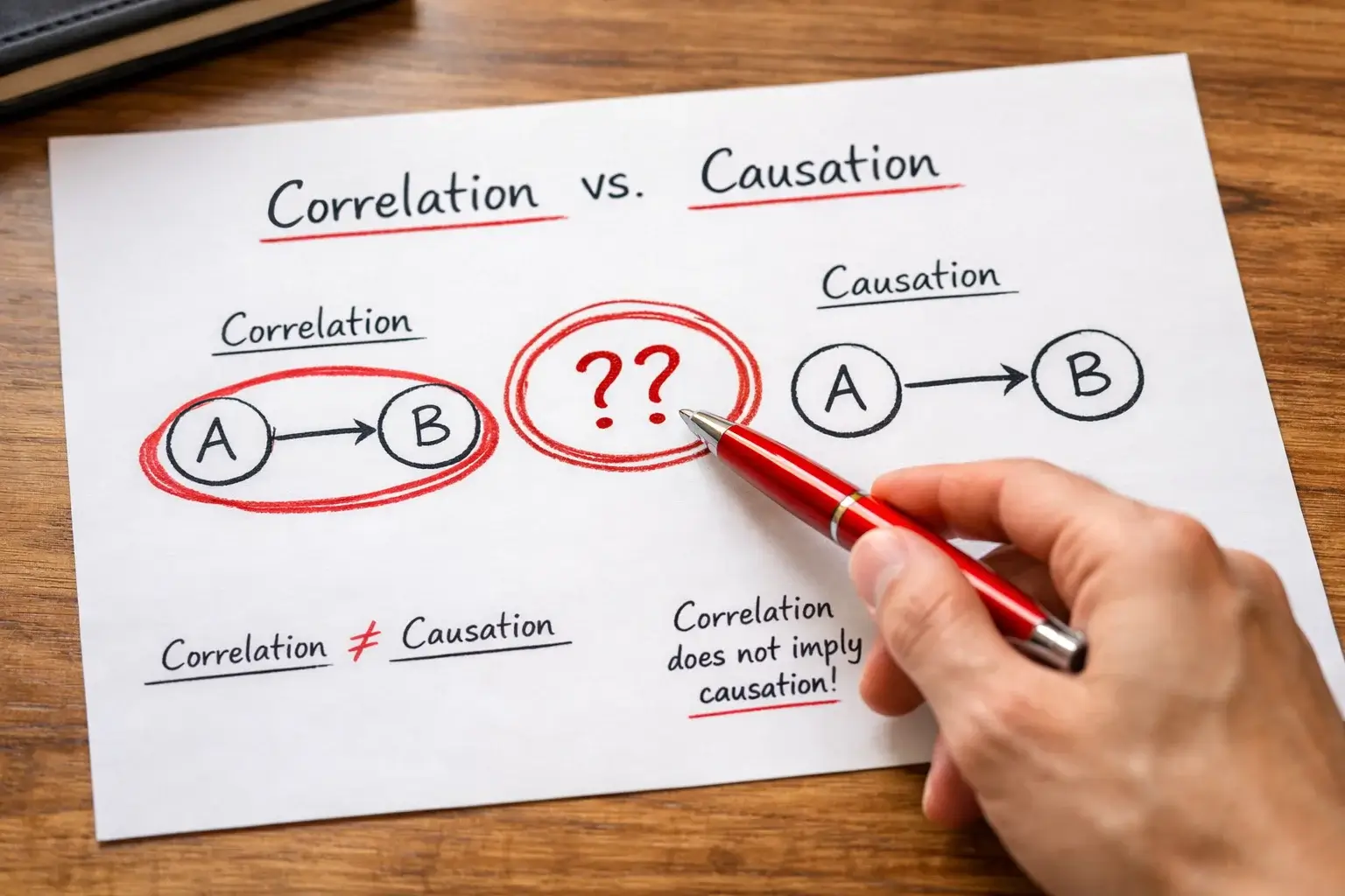 Grafico con frecce che mostrano correlazione e causalità nei dati sportivi