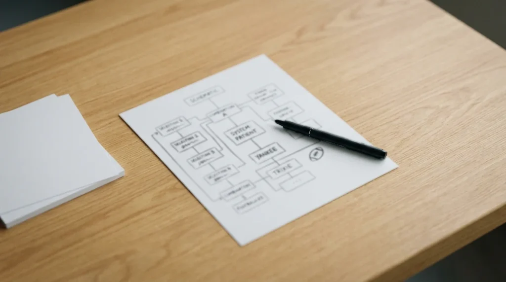 Foglio con schema di combinazioni di scommesse e penna su un tavolo di legno chiaro