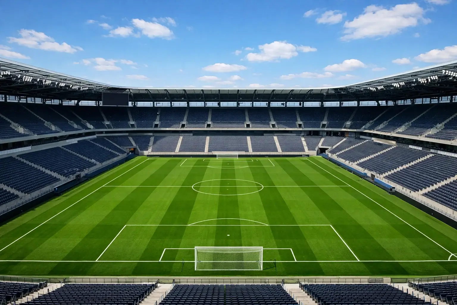 Stadio di calcio visto dall'alto durante una partita
